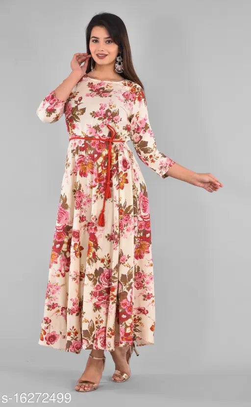 Multi-colored women's anarkali kurta, long sleeves