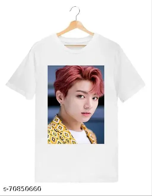BTS Kpop fan art round neck cotton half sleeves t-shirt in pure cotton, printed design for unisex sizing (XS-XXL), made with quality materials from India