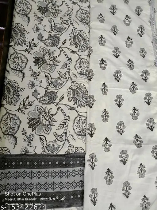 Black and white embroidered quilted dohar