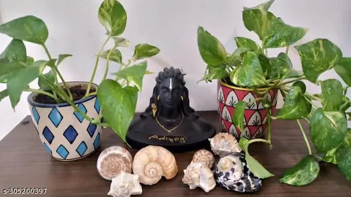 Black polyrasin Adi Yogi Shiva statue for car dashboard decorative showpiece, Hindu religious idol with spiritual significance