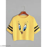 Women's printed crop tee (Packup 1), cotton blend, trendy & appealing, size options: S-XL