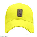 Yellow Edico cotton baseball caps with brown leather watches (pack of 2), casual accessories on display