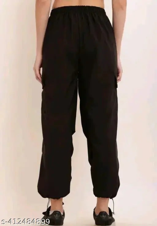Black sweatpants with pockets, high waist