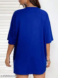 Blue graphic print half-sleeved round-neck printed t-shirt for women and girls
