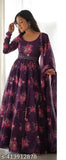 Georgette leheriya print maxi dress with dupatta and belt, Indian casual/party wear for summer, XL & XXXL sizes