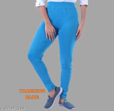 Cotton blend solid jeggings, OE fabric recycled and polyester blended - high-waisted, versatile style for women
