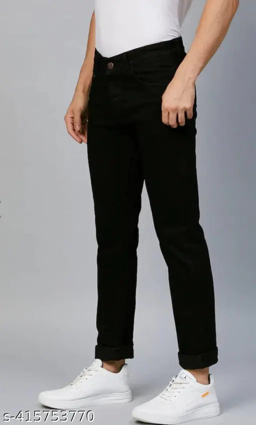 Black jeans, men's slim fit