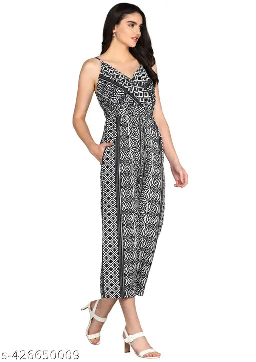 Solid Women's Cotton Jumpsuit in Polka Print - Sleeveless, Adjustable Waist, Light Blue Color, XS-XXL