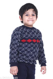 Kids boys & girls full sleeve wool sweater with printed net pattern, round neck - size options available from 12-18 months to 4-5 years. Made in India