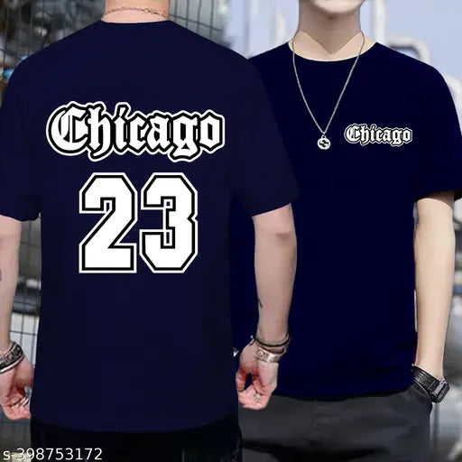 Latest & Stylish Chicago 23 Printed Half Sleeves Cotton Blend Tshirt | Unisex Regular Fit Premium Casual Wear Round Neck Tshirts