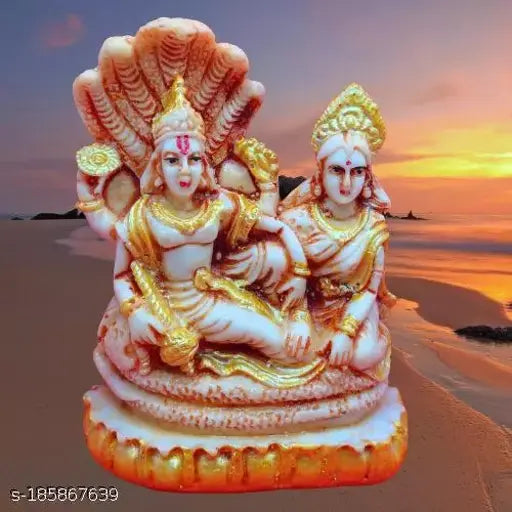 Marble Laxmi Narayan Idol, 250gm, symbolizing prosperity and protection for home temple
