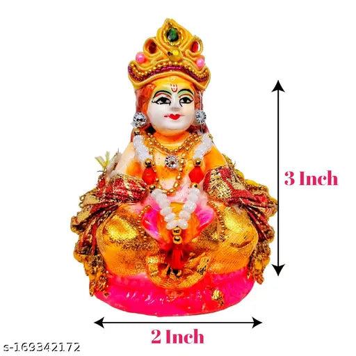 Divine Bazaar Dhan Kuber Statue, ceramic Indian god idol for home temple decor, 2x2x3 inches