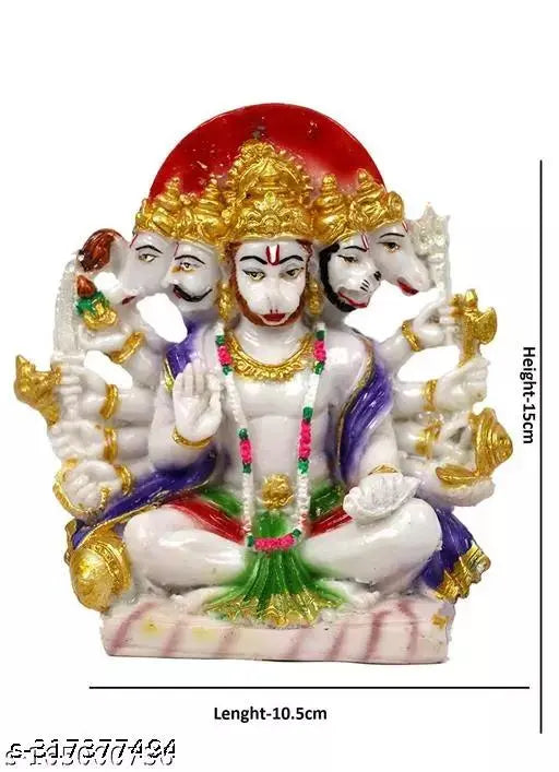 White resin Hanuman idol (6x6 inches), traditional Real Craft By Punchmukhi design