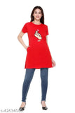 Women's long print cotton round neck half sleeve top T-shirt Tshirts