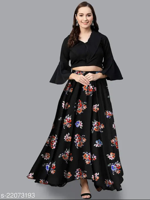 Silk and satin three-quarter sleeve top & bottom sets for women, elegant Indian fashion on display