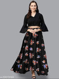 Silk and satin three-quarter sleeve top & bottom sets for women, elegant Indian fashion on display