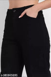 Trendy cotton-lycra cargo pants, solid net pattern, export-quality fabrics, available in sizes 26, 28, 30, 32 (waist: 26in, 28in, 30in, 32in; length: 38in), made in India
