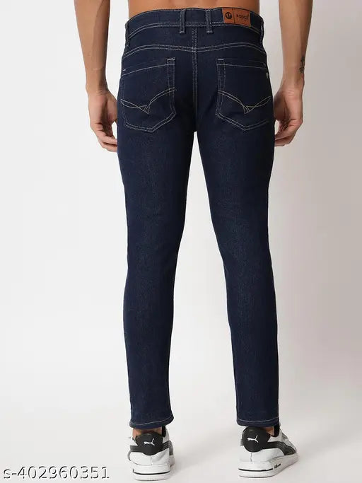 Dark blue denim PODGE slim men's jeans, ideal for sizes 28, 30, 32, 34 (India origin)