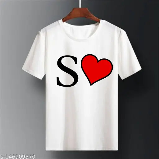 Striped polyester 'S' alphabet heart t-shirt, comfortable and lightweight apparel for casual wear