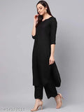 Rayon kurta set with palazzos, solid-colored Indian fashion for women's wardrobe