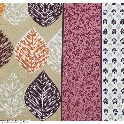 Blue and floral 100% cotton Jaipuri double bedsheet set with 2 pillow covers, ideal for summer