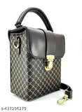 Black leather side sling purse, detachable strap, top carry handle, adjustable shoulder strap