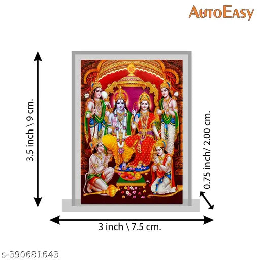 Multicolor Acrylic Ram Darbar idol for car, home decor, pooja room, study table, office desk - divine showpiece (90cm x 7.5cm x 2cm)