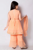 Embellished georgette sharara set with dupatta for girls, Indian party wear