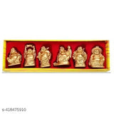 Gold resin Laughing Buddha statues set of 6 for home, workspace - Feng Shui showpiece (6cm high)