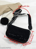 Mini rhinestone crossbody bag, leather, multiple card slots