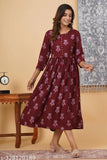 Womens rayon kameez, mid length, long sleeve, flared skirt