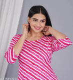 Pure rayon printed night suit top & pyjama set, three-quarter sleeves, India-made women's sleepwear set with matching bottoms
