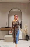 Georgette print kurti, long sleeves, Indian women's fashion