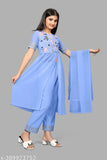 Georgette embroidered kurta set with dupatta, intricate handwork front cut design, Indian fashion for girls aged 4-13 years