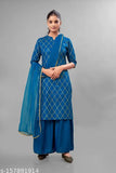 Light blue cotton kurta set with dupatta