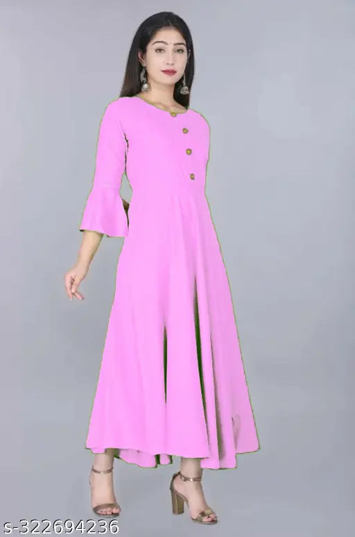 Rayon ethnic kurtis for women, traditional elegance with modern twist, solid pattern, three-quarter sleeves, perfect for any occasion