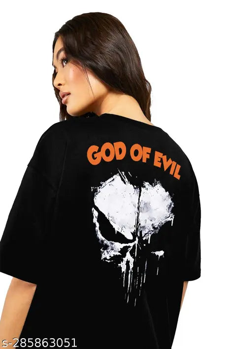 Women's oversized half sleeve T-shirt, black, with plus size option available