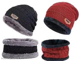 Wool balaclava caps, self-design pattern for winter, set of 2 from India