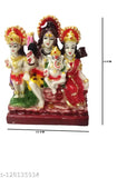 Multicolor, 12cm Polyresin Adi Shankara Lord Shiva Parivar Statue with Kartik Idol - Home decor accessory for Pooja Mandir or showcase. Indian religious sculpture brings wealth, health, peace & happiness per VASTU