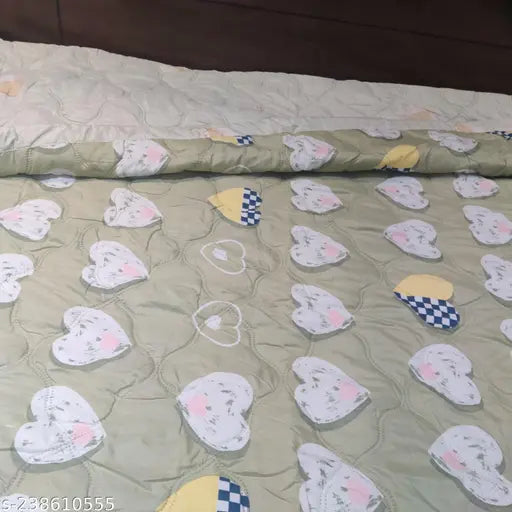 Cotton double bed AC comforter, cozy & warm, 3 color options: pink, green, blue, India-made