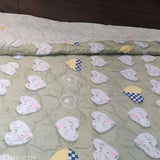 Cotton double bed AC comforter, cozy & warm, 3 color options: pink, green, blue, India-made
