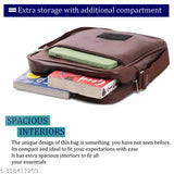 A brown leather sling bag with an additional compartment