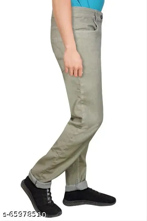 Just black mens straight beige jeans, cotton men's regular fit stretchable jeans in beige, size 28/30/32/34/36/46/48, India-made denim wear on model