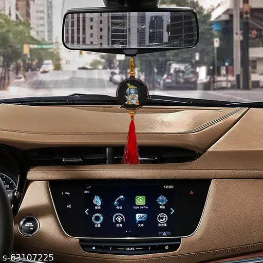 Premium Krishna & Kanha Makhanchor car idols, Indian religious showpiece combo for spiritual-stylish dashboard