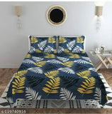 Botanical-print, 160 thread count superfine cotton blend flat sheets for kids double bed, ideal for summer. Made in India