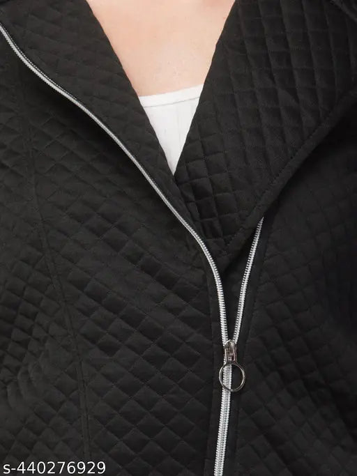 Nylon solid zipper jacket for women, long sleeves and stylish design, available in S, M, L, XL sizes