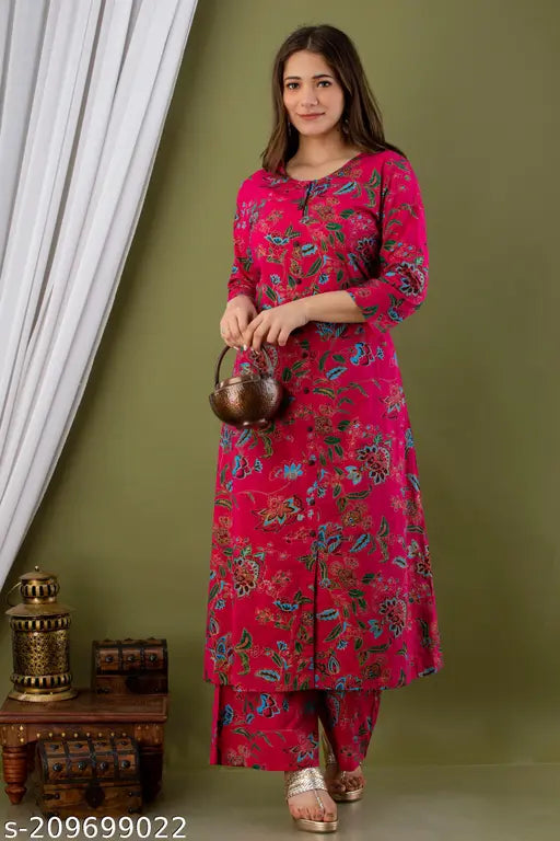 Rayon checkered kurta set with palazzos, women's three-quarter sleeve fashion from Aakarsha Drishya