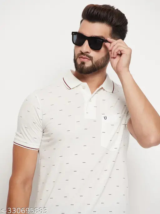 Blue cotton blend men's polo t-shirt with printed uniberry design, short sleeves, XL size