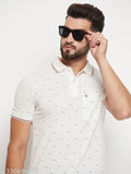Blue cotton blend men's polo t-shirt with printed uniberry design, short sleeves, XL size