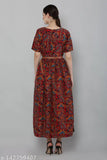 Crepe printed Anarkali kurti, short sleeves, Indian women's fashion in vibrant combo